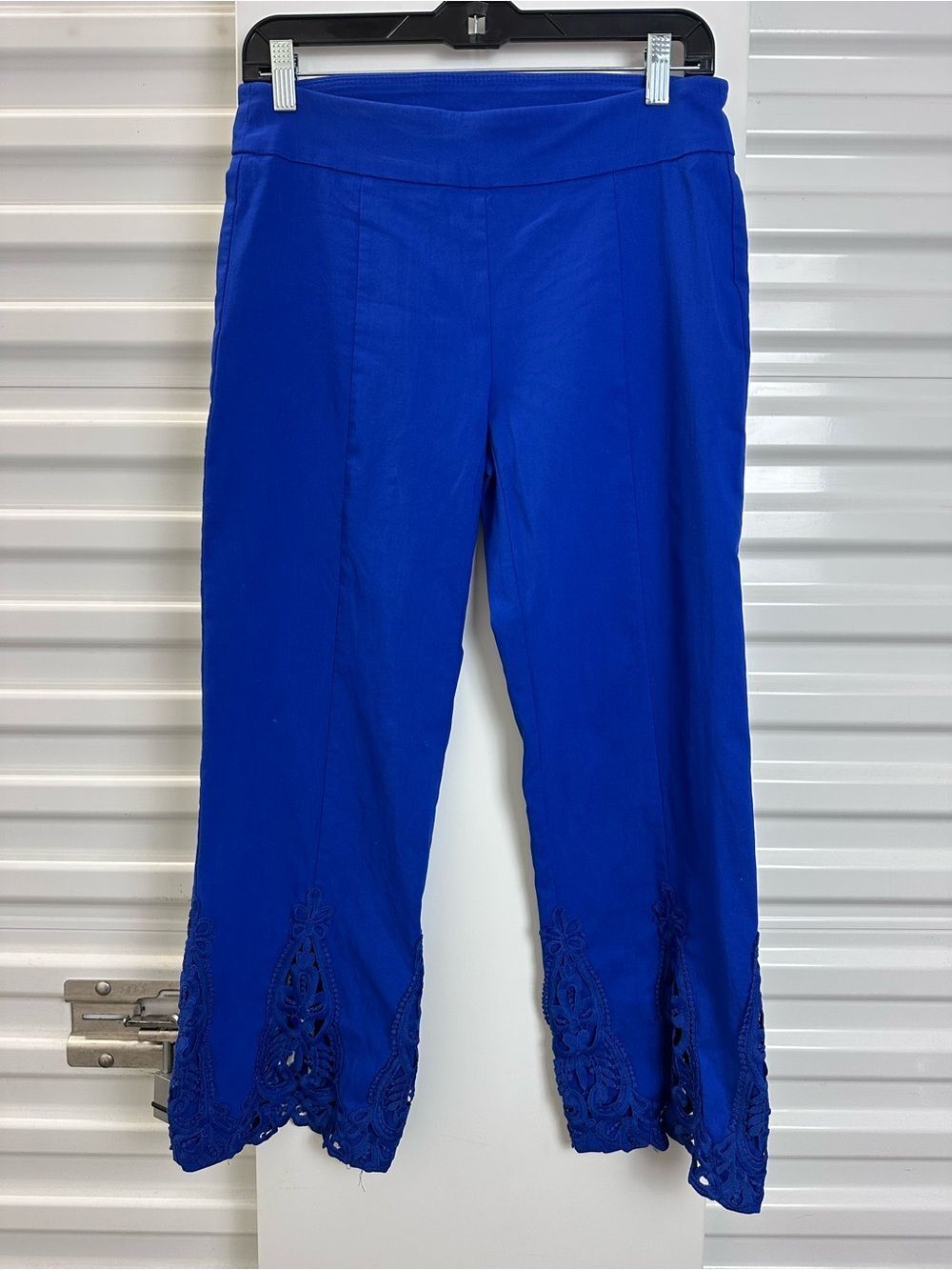 Attyre Royal Blue Embroidered Hem Cropped Pants